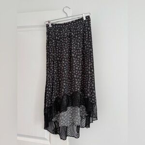 Zadig & Voltaire Joslin Flower Liberty High-Low Noir Skirt